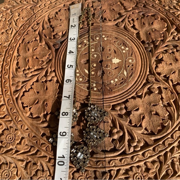 BaubleBar Antiqued Gold Tone Rhinestone Statement Necklace - Picture 3 of 5